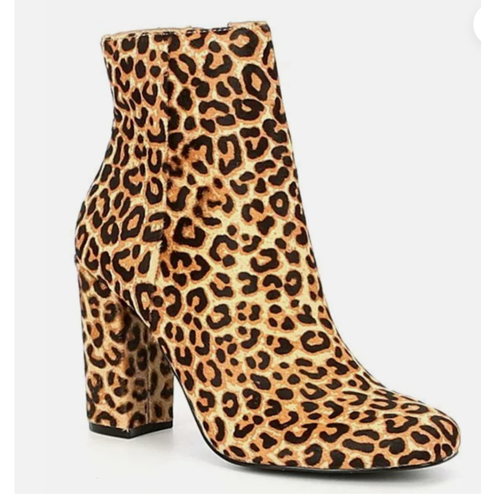 Steve Madden Womens Animal Print Pony Hair Booties Size 8‎ M Pixie-L Block Heel